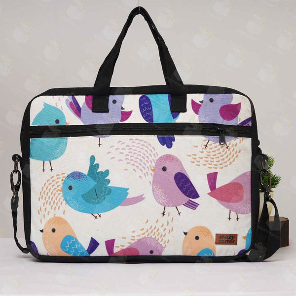 Birds Printed Canvas Laptop Bag - 15.6 inch
